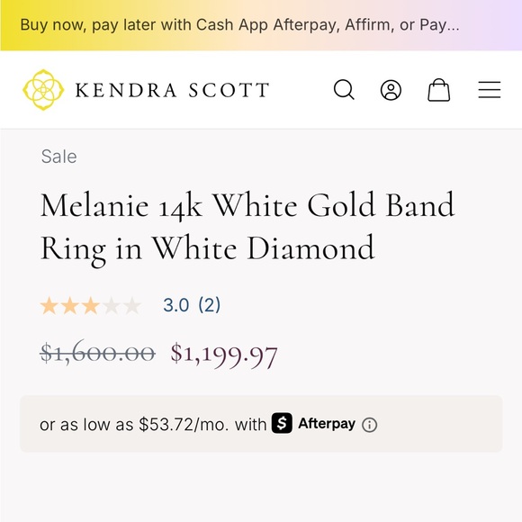 Kendra Scott Melanie 14k White Gold Band Ring in White Diamond - Picture 7 of 10